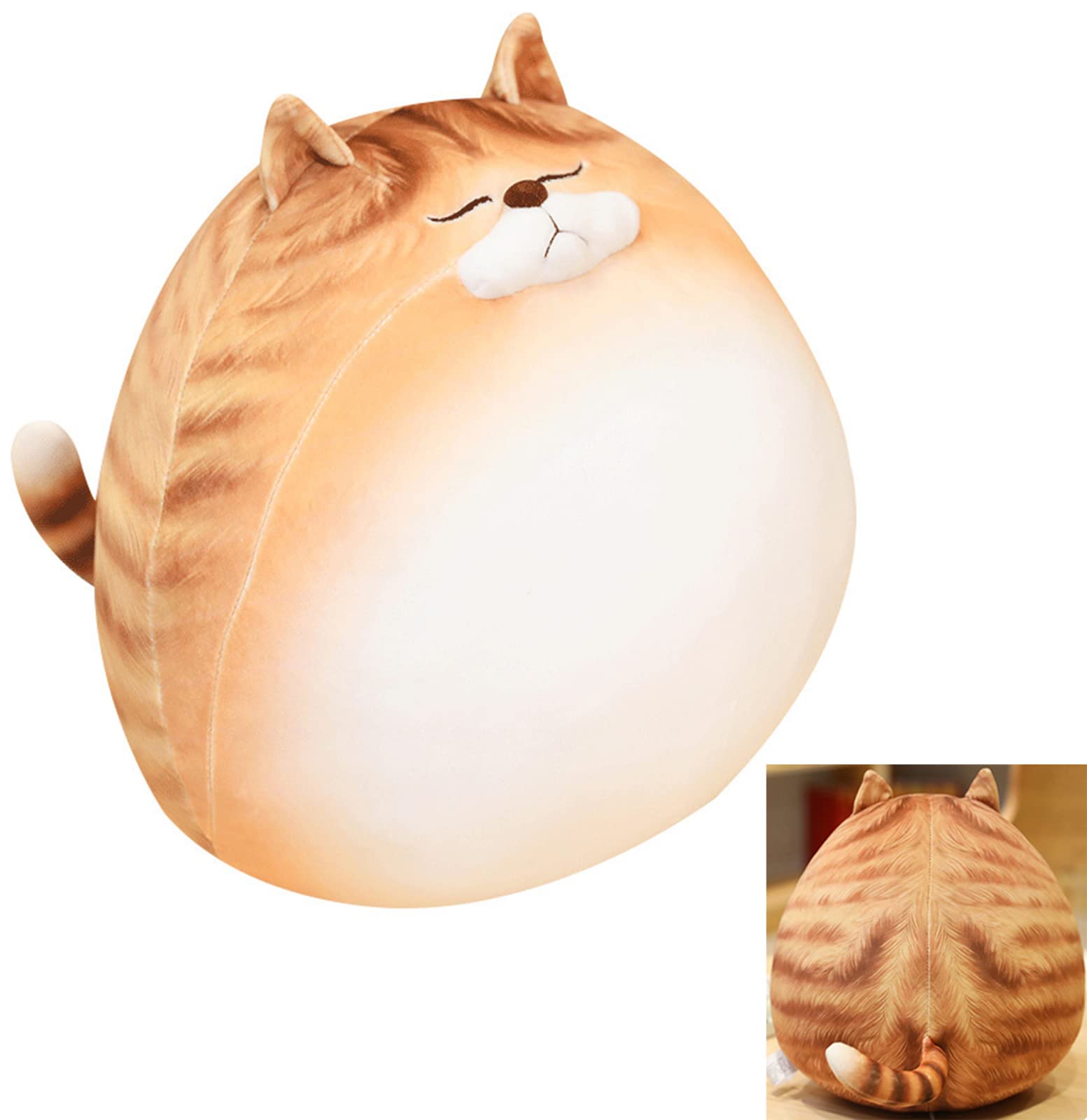 12 Inch Orange Striped Tabby Cat Stuffed Animals Round Fat Striped Tabby Cat Plush Hugging Pillow Stuffed Cat Doll Plushies Gift